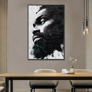 Original hecho a mano abstracto texturizado hombre africano pared arte negro hombre retrato pintura <span class=keywords><strong>al</strong></span> óleo sobre lienzo - Product Image 5