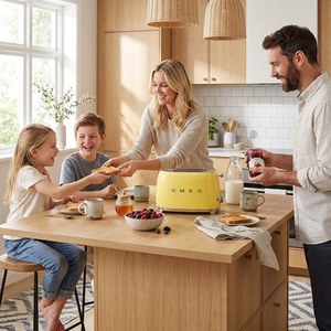 เครื่องปิ้งขนมปัง TSF01BLMUK รุ่น Retro 2 ช่อง ขนาดกว้างพิเศษ พร้อมตัวเลือก 3 ระดับ กำลังไฟ 950 วัตต์ สีดำด้าน สำหรับใช้ในครัวเรือน - Product Image 1