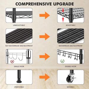 رف ملابس معدني من 3 طبقات مع خطافات جانبية ولوح دائري رفوف تخزين لتعليق الملابس زوج خطافات مدمج - Product Image 5