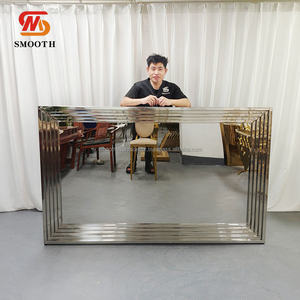 Mesa Rectangular de Acero Inoxidable para Bodas, Mesa Dorada y Plateada para Eventos y Decoración - Product Image 1