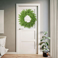Guirlande de Noël en aiguilles de pin vertes de haute qualité, décoration de fête de remise de diplôme, 50 cm, plastique, lin, durable, imperméable, pour porte d'entrée