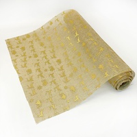Chemin de table transfrontalier en feuille d'or pour les décorations d'événements de vacances de Noël ajoute un arrangement d'ambiance tactile cadeau parfait