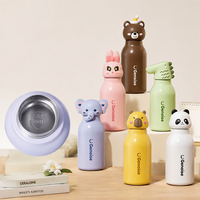 Bouteille Isotherme Portable D6063 en Acier Inoxydable 316 avec Paille et Tête d'Animal Mignonne, Isolation Thermique pour l'Extérieur