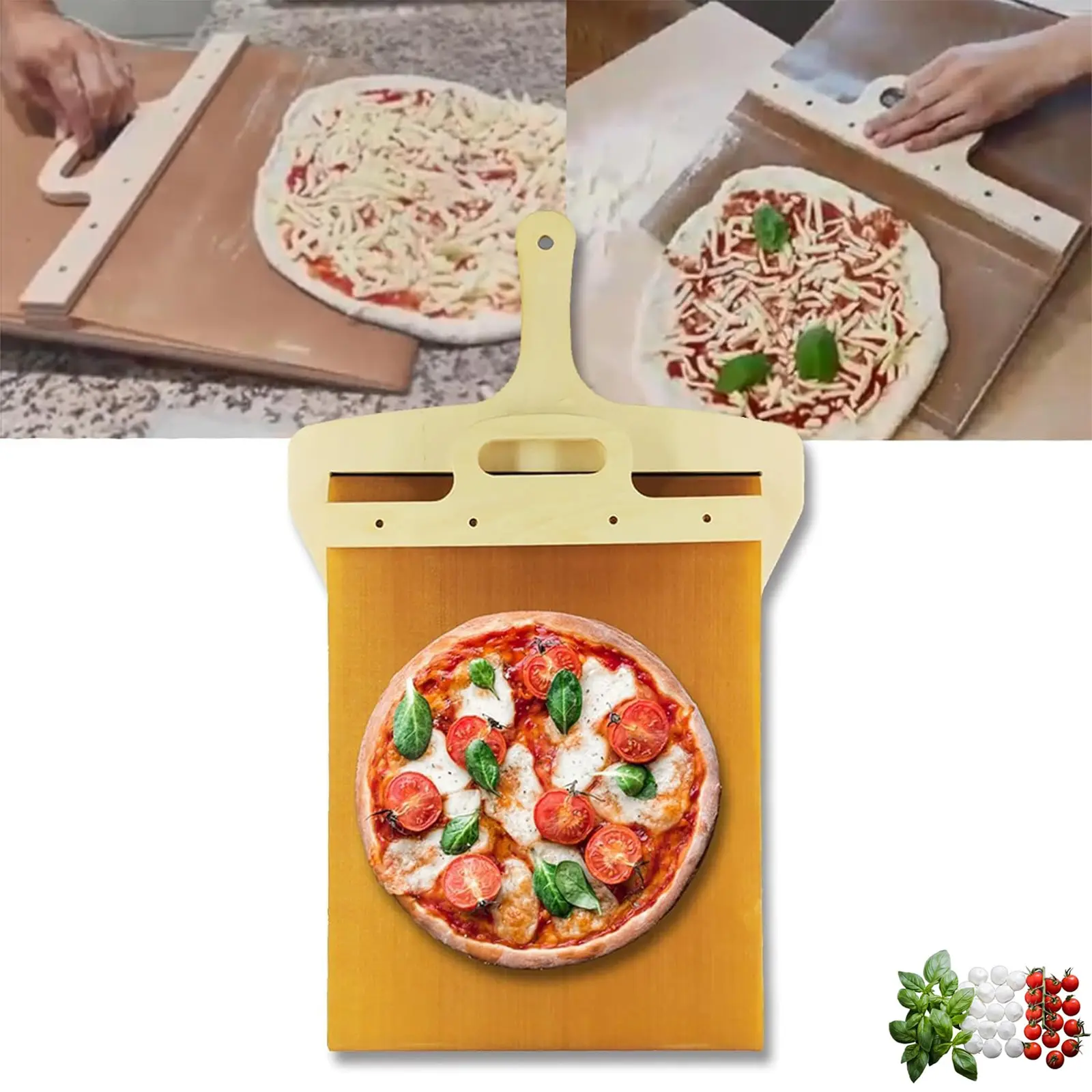 The Pizza Spatula Paddle Peel Slider que transfiere Pizza Perfectamente Espátula deslizante pala de pizza con mango