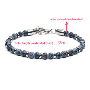 Bracelet de mode perlé en acier inoxydable de style européen et américain pour hommes et femmes avec pierre de <span class=keywords><strong>carte</strong></span> pour cadeaux de mariage unisexe - Product Image 6