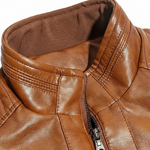 2024 cuero real piel de oveja hombres anilina cremallera Dean negro con forro de viscosa acolchado bolsillos interiores - Product Image 1