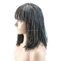 12 pouces court Bob tresses africaines avec Bang Dreadlocks cheveux perruque tressage partie centrale haute température fibre synthétique femmes