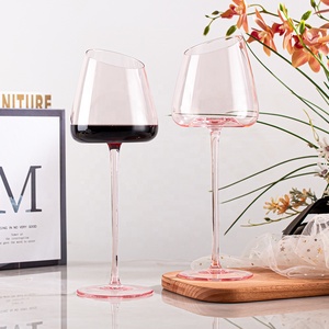 Eleganti Flûte da Champagne a Forma di Fenicottero, Calici in Cristallo <span class=keywords><strong>Rosa</strong></span> con Fondo Concavo Inclinato - Product Image 5