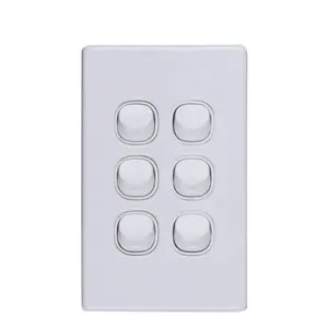 NZ RCM marked 6 gang electric switch slimline wall light switch