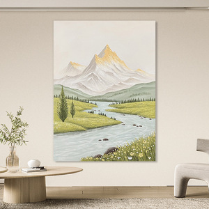 Pintura al óleo pintada a mano, arte de paisaje, decoración minimalista moderna 100% hecha a mano para sala de estar, entrada, baño, arte de pared - Product Image 3