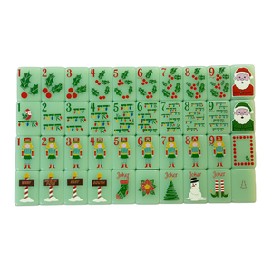 Juego de Mahjong Americano de Lujo Moderno para Navidad, 160 Piezas de Acrílico Verde Menta de 1.43 Pulgadas, Diseño Festivo de Copo de Nieve y Santa Claus - Product Image 2
