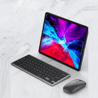 Conjunto de Teclado y Ratón Inalámbricos Recargables de 2.4G, Teclado y Ratón Bluetooth Ergonómicos Delgados para PC Portátil