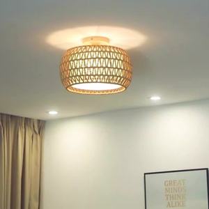 โคมไฟเชือกป่านติดเพดานโคมไฟหวายและไม้ไผ่สำหรับงานฟาร์มโคมไฟระย้าสำหรับสานที่สร้างสรรค์ร้านอาหารสไตล์เรียบง่าย - Product Image 3