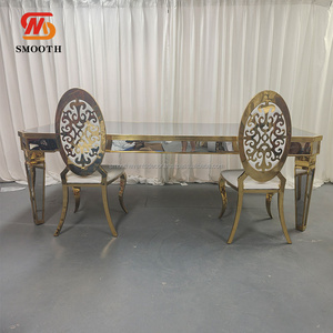 SMOOTH Luxury Wedding Banquet Stainless Steel Long <b>Table</b> Shiny Gold <b>Mirror</b> Wedding Event <b>Table</b> - Product Image 2
