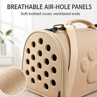 Sac de transport pliable en cuir et EVA pour animaux de compagnie, avec trous d'aération pour chats et petits chiens, sangle d'épaule détachable, design respirant et écologique