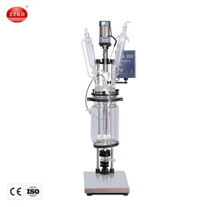 Reactor forrado de vidrio para laboratorio, pequeño volumen, 5L, a la venta