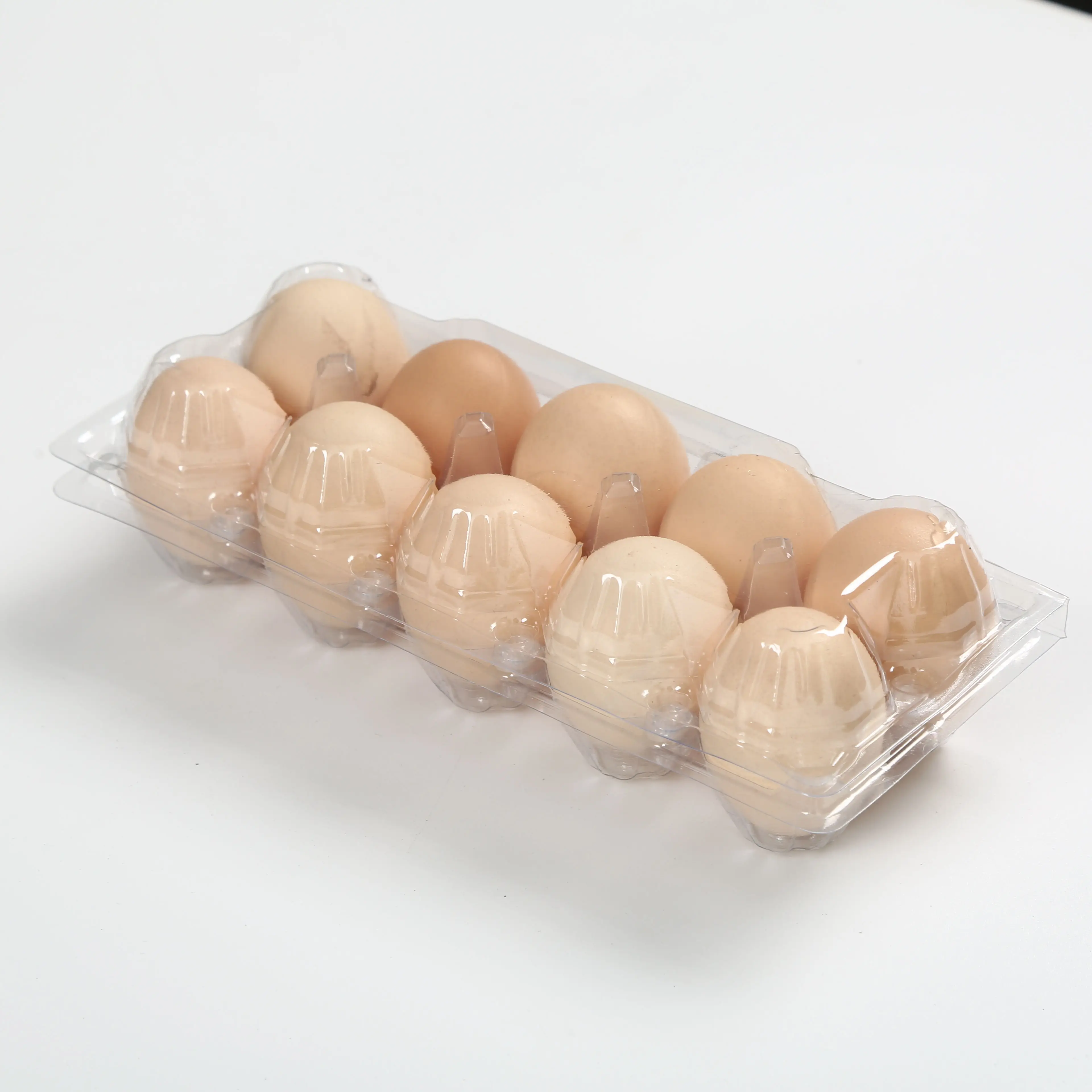 Bandeja de plástico transparente para huevos, envase de plástico PET con 10 agujeros, material reciclado