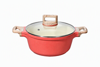 Ensemble de casseroles en aluminium moulé sous pression avec revêtement céramique rose Boreine et poignées douces au toucher
