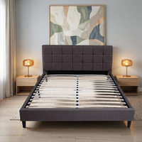Cadre de lit Super King Size avec rangement, en bois de hêtre et acier inoxydable, design robuste à lattes, base à grands tiroirs, pour chambre familiale de luxe