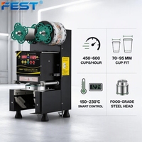 Machine à sceller les gobelets à bulles FEST, scelleuse automatique électrique pour gobelets à thé au lait et à café commerciaux