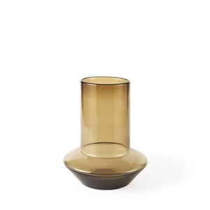 HMS 10 \ "vaso da tavolo in cristallo con cilindro astratto marrone dorato - Product Image 2