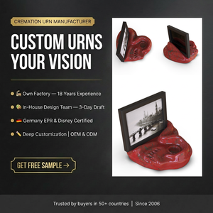 Urna Commemorativa in Ceramica Rossa Personalizzata, Ecologica e Biodegradabile, per Neonati, Animali Domestici e Adulti, Cornice Portafoto a Cuore, Contenitore per Ceneri, Decorazione d'Interni - Product Image 1