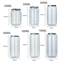Nouvelle conception de canettes en plastique transparent jetables avec logo personnalisé, 330 ml, avec couvercles à clipser pour thé au lait, jus, gâteau, smoothie, marque XJ