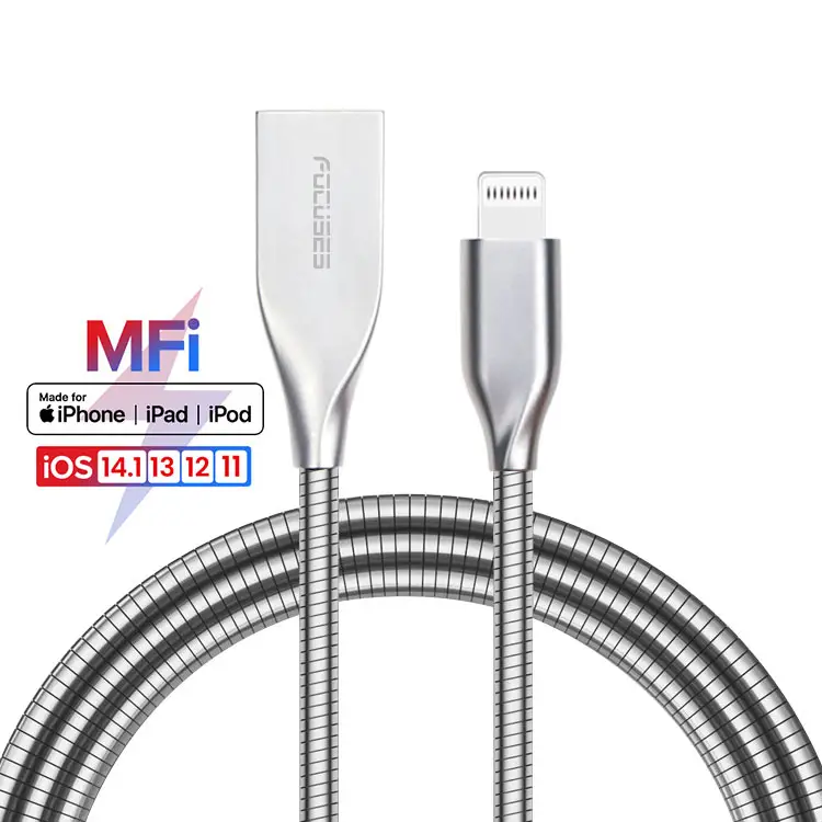 High Quality Full Metal Mfi Certified For Apple iphone Cable Mfi Lightning Usb A To Lighting Fast Charger Cable Type C Cabo Mfi