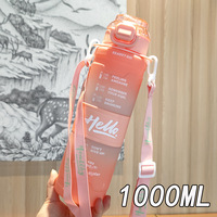 Grande Bouteille d'Eau en Plastique Portable Givrée de 1000 ml à Couleur Dégradée, pour Boissons d'Été, Sport et Voyage en Extérieur