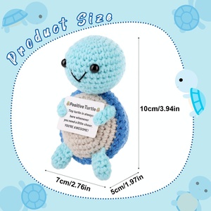 Adorable tortue positive, amusante et mignonne, ornements animaux tricotés à la main, cadeau d'anniversaire ou de fête des Mères, petite tortue bleue mignonne - Product Image 2