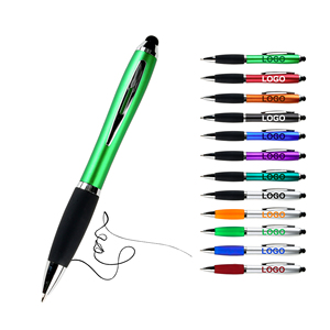 Promotional Cheapest Mulit-color 2-in -1 Rotate Plastic Ballpoint Pen with Soft Touch Screen Mobile Phone Custom Logo Printing - Product Image 1