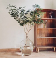 Vase artificiel en verre transparent de grande capacité pour la décoration intérieure du salon de bureau Vente en gros