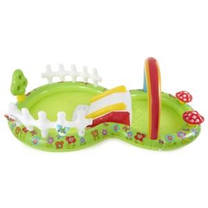 Centre de jeux aquatiques gonflable arc-en-ciel pour enfants, aire de jeux aquatique de jardin avec toboggan, piscine à balles, jouet de piscine extérieure pour tout-petits - Product Image 3
