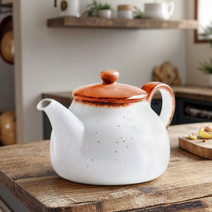 Tetera Tree Rings de 660 ml, color naranja oscuro, de porcelana reforzada, con asa. - Product Image 3