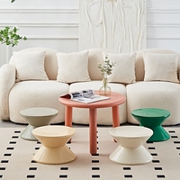Table de chevet de rangement domestique en plastique de style crème moderne Petite table basse simple pour salle à manger ou salle de sport