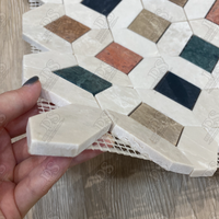 DS Carrelage Mosaïque Moderne en Pierre Naturelle Aiguisée Plancher Mural Cuisine Salle de Bain Dosseret Rouge Vert Beige Marbre Finition Aiguisée pour Hôtels