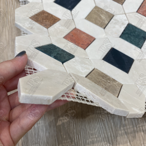 DS Azulejo de mosaico moderno Piedra natural pulida Suelo de pared Cocina Baño Backsplash Rojo Verde Beige Mármol Acabado pulido para hoteles - Product Image 6