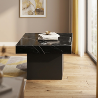 Table basse carrée en marbre BANTO, design moderne minimaliste de luxe léger, cadre en bois haut de gamme BTCT007, garantie 1 an pour le salon