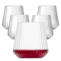 Gobelets jetables en plastique écologiques de 14 oz pour vin rouge, jus et œufs, motif rayé, résistants à l'eau bouillante, pour fêtes