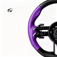 Volant de voiture en cuir plat en fibre de carbone violet personnalisé, adapté aux Mercedes W204 W205 W213 W211 W212 G63 CLA AMG