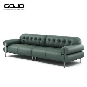 ספת עור מודרנית משוטת עם מסגרת עץ לחדר קבלה - Product Image 6