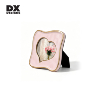 Cadre photo en alliage d'aluminium émaillé de luxe DX Designs, en forme de cœur ondulé, pour cadeau d'anniversaire de mariage
