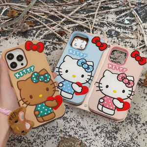 Dessin animé Kitty chat 3D étui de téléphone en Silicone pour <span class=keywords><strong>iPhone</strong></span> XS <span class=keywords><strong>XR</strong></span> 11 12 13 14 15 16 Pro Max mignon Anime antichoc haut de gamme <span class=keywords><strong>prix</strong></span> - Product Image 2