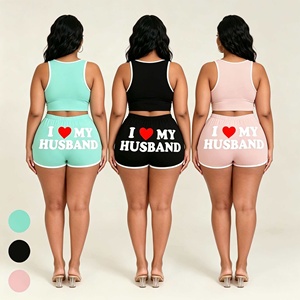 Shorts de bain taille haute pour femme avec imprimé « I Love My Husband » – Collection été décontractée à taille élastique – Grande Vente - Product Image 2