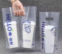 Plateau jetable en plastique de deux tasses pour le sac épaissi de rétrécissement de nourriture de thé de lait de café à emporter pour la gelée et d'autres liquides