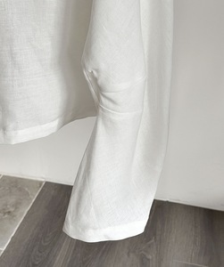 Sostenibile Eco Friendly Casual in misto <span class=keywords><strong>lino</strong></span> oversize tinta unita con scollo a V blusa manica a pipistrello abbigliamento da lavoro <span class=keywords><strong>donna</strong></span> asciugatura rapida all'ingrosso - Product Image 5