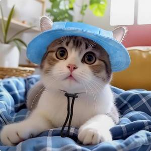 Niedlicher Katzen- & Hunde-Sonnenschutz-Fischerhut aus Polyester – Ganzjahres-Sonnenhut für Haustiere - Product Image 3