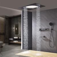 Douche murale encastrée avec tête de douche LED supérieure, affichage numérique, système de douche intelligent, 4 fonctions, thermostatique, pluie, appartement, hôtel