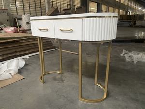 Juego de manicura y pedicura de MDF, mesas de lujo de estilo moderno blanco para salón de manicura - Product Image 5