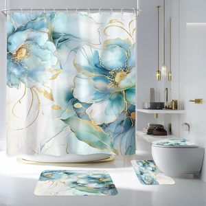 Rideau de douche floral en polyester, rideau de salle de bain à impression numérique, impression personnalisée, ensemble de rideaux de douche imperméables, vente en gros, moderne - Product Image 2